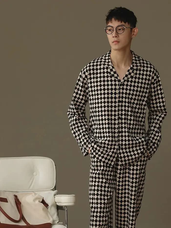 Pyjamas pour hommes, cardigans à manches longues