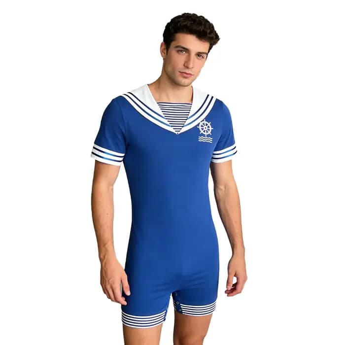 Pyjama Combinaison Homme Style Marin Col