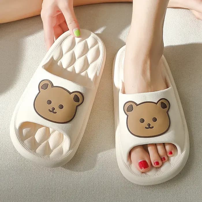 Pantoufles de maison ours en peluche femme plate-forme nuage mignon tongs diapositives intérieur plage extérieur hommes