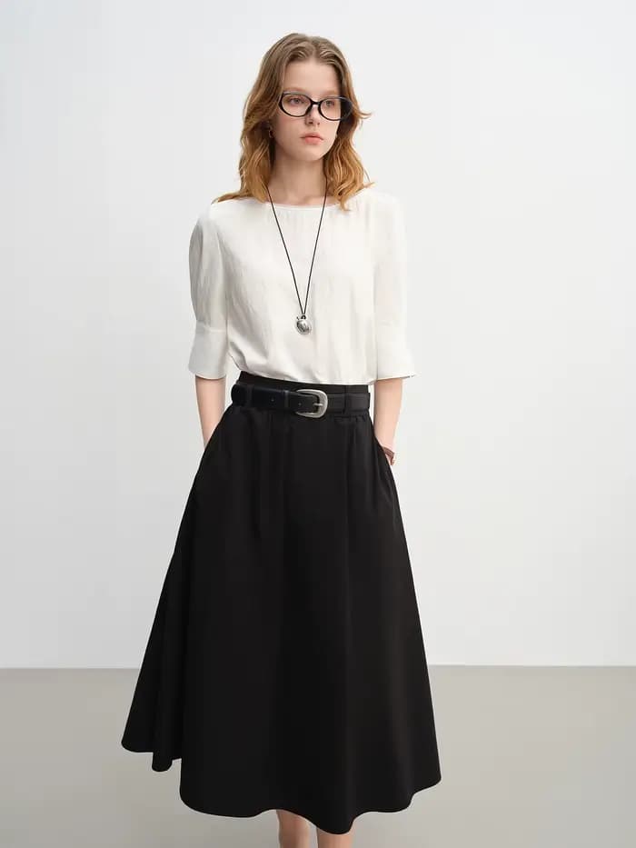 DUSHU femmes taille large taille haute a-ligne jupe 2025 automne nouveauté décontracté vêtements de