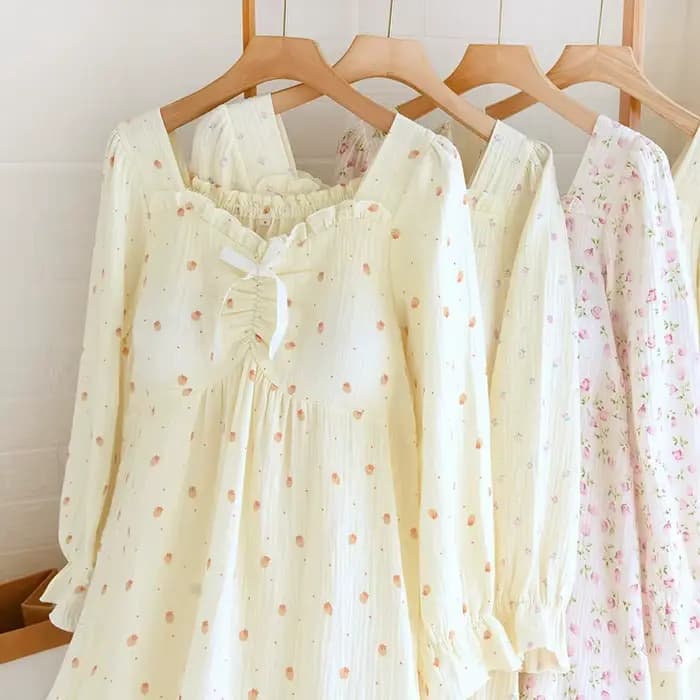 Vêtements de nuit en coton chemise de nuit et pyjama costume pour femmes printemps mignon doux maison vêtements ample doux et confortable Pijamas Feminino