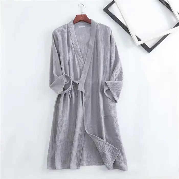 Nouveau printemps et automne japonais kimono robe couple coton crêpe peignoir hommes et femmes