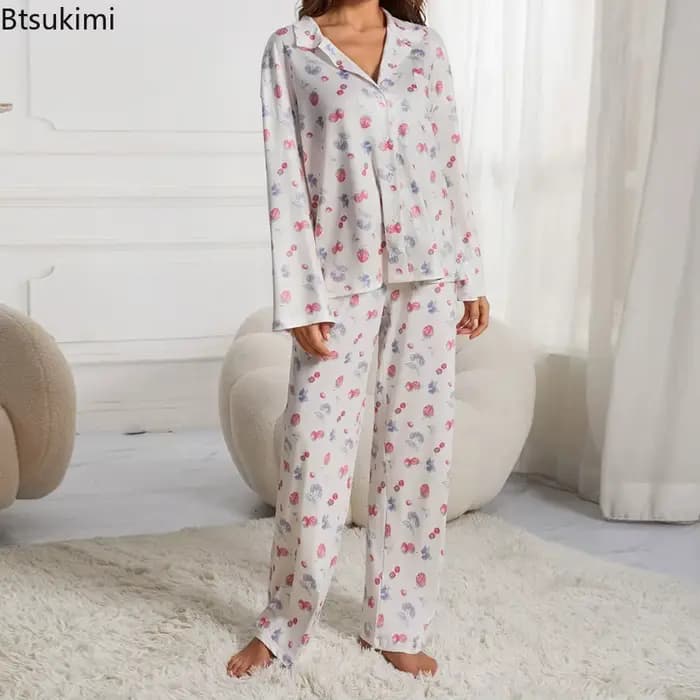 Ensemble pyjama décontracté imprimé floral pour femmes