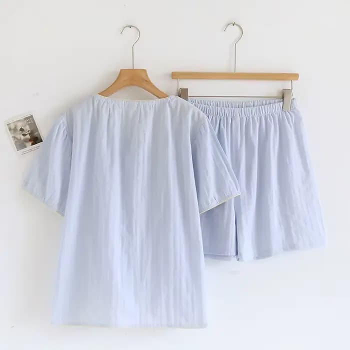 2025 nouveaux pyjamas d'été pour femmes à manches courtes Shorts vêtements de nuit 2 pièces ensemble 100% coton