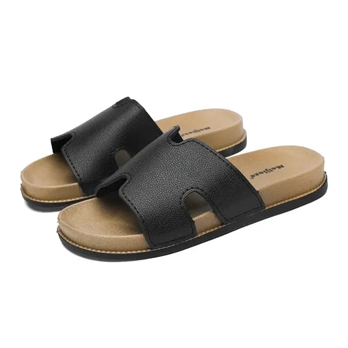 Chaussons noirs tendance pour homme, confortables et souples, à plateforme, de créateur, décontractés, pour l'extérieur et la plage, claquettes pour homme