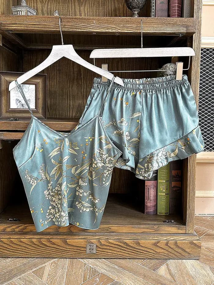 Ensemble pyjama vintage imprimé cerise pour femme