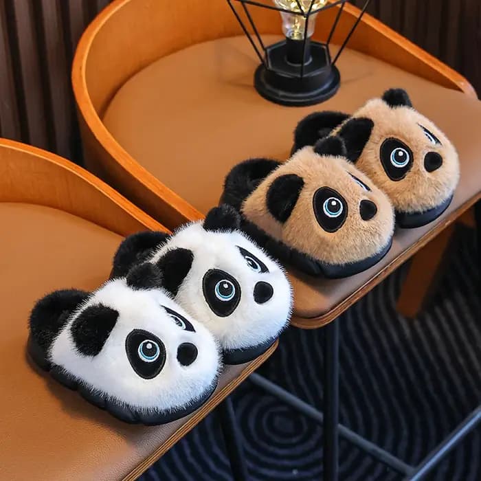 Adorables pantoufles d'hiver en coton chaud Panda