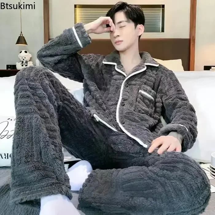 Nouveaux ensembles de pyjamas en flanelle pour hommes 2025 – Collection automne-hiver – Chauds