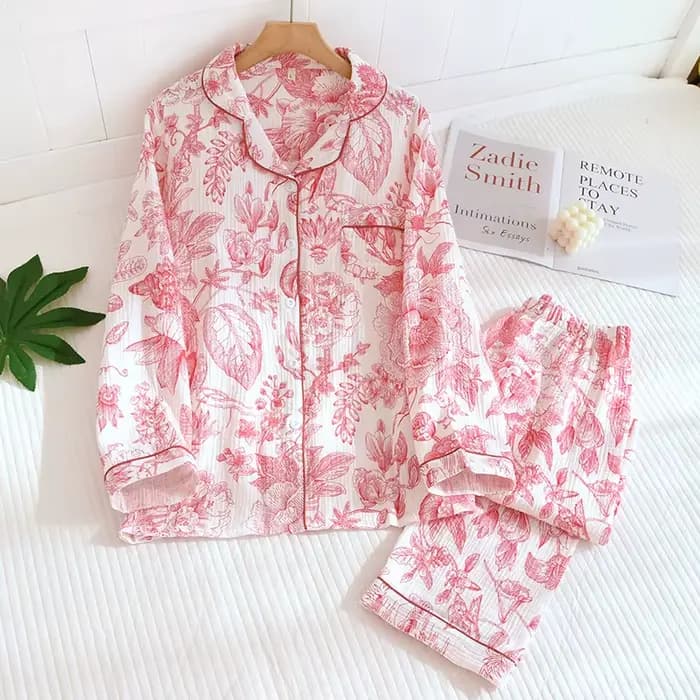 Pyjama deux pièces en crêpe 100% coton pour femmes