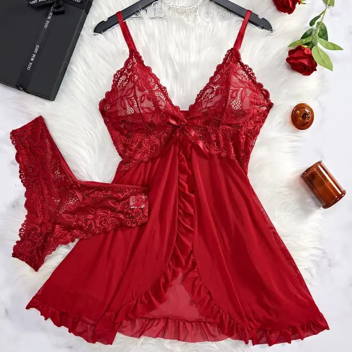 Robe de nuit transparente en dentelle pour femmes