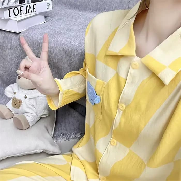 Nouvel ensemble de pyjama pour femme en coton à motif dessin animé