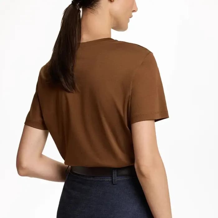 T-shirt décontracté à col rond pour femme CH avec logo brodé CHHC