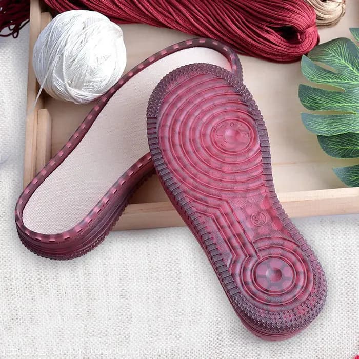 Chaussons d'intérieur en caoutchouc à semelle en cristal, matériaux de bricolage à la main, semelle extérieure, crochet grossier, 2023