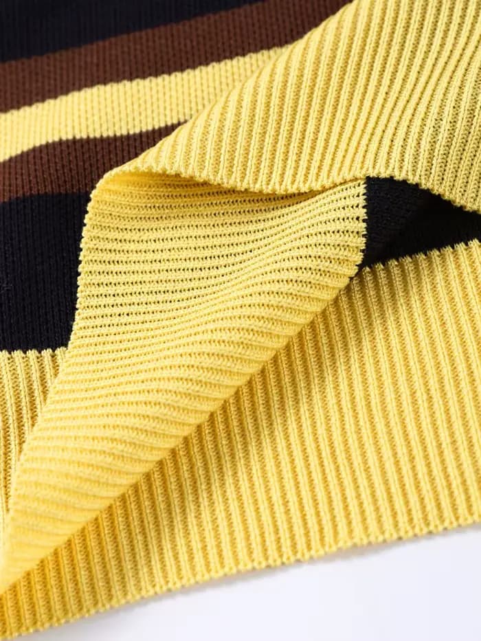 Tricoté côtelé col Polo pull femmes décontracté revers à manches longues coupe ample automne hiver tout-match hauts Chic dame vêtements d'extérieur