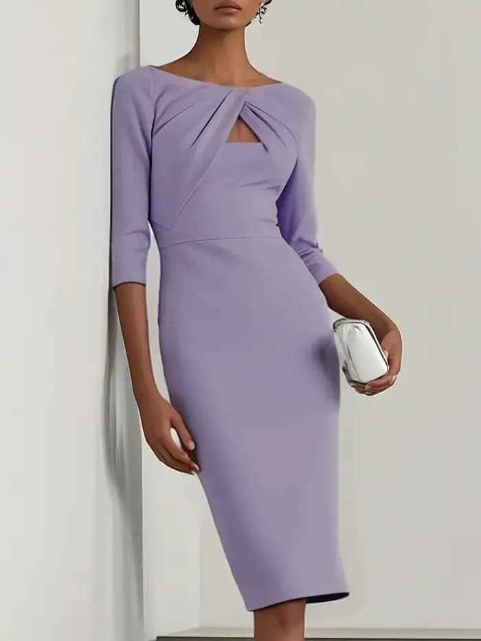 Robe élégante longueur genou pour femme – Col en V
