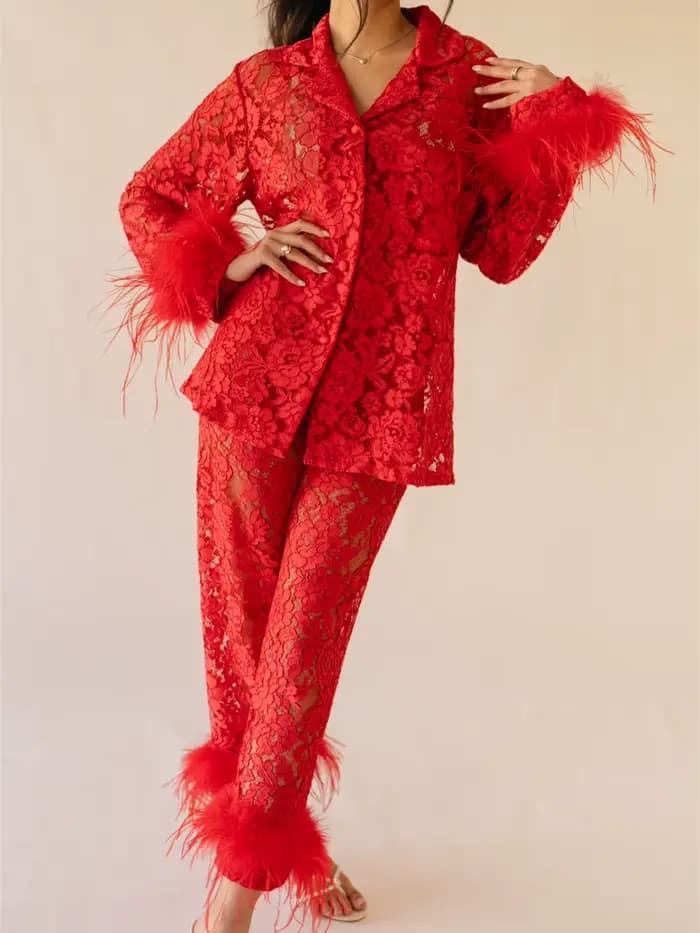 Pyjama à manches longues et pantalon pour femmes