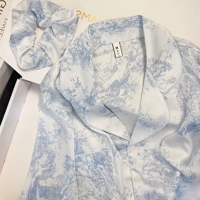 Nouveau Style chinois dentelle Patchwork haut pantalon 2 pièces Pyjamas Femme Sexy Pijama Mujer prin