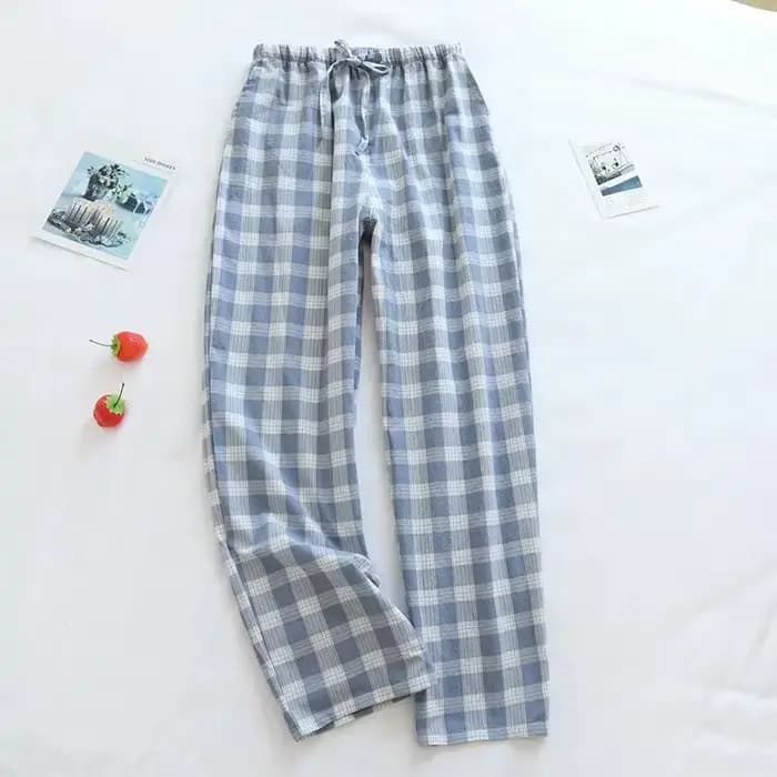 Pantalon de maison en coton à grands carreaux pour hommes