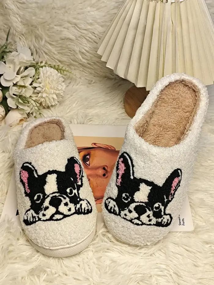 Nouvelles pantoufles en polaire motif bouledogue mignon 2026 pour hommes et femmes
