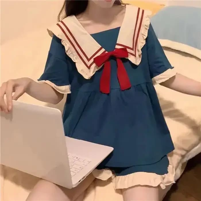 Pyjama Kawaii à manches courtes pour femmes et filles
