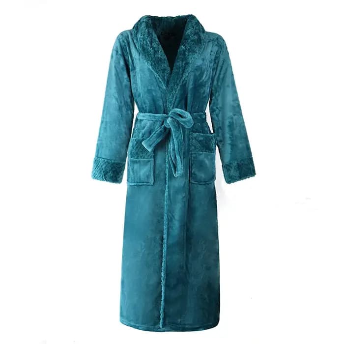 Femmes hiver Extra longue épaisse flanelle Robe de bain chaud Peignoir Femme Sexy