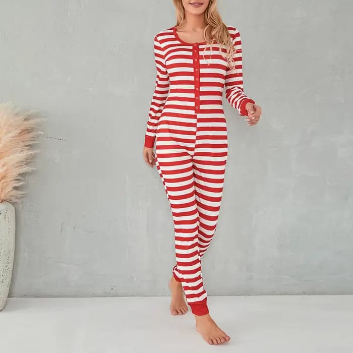 Barboteuses de pyjama sexy à imprimé rayé pour femmes