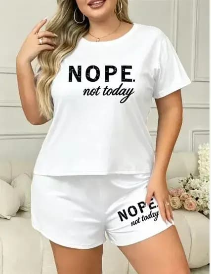 Ensemble de pyjama pour femmes grandes tailles - Imprimé cœur tendance
