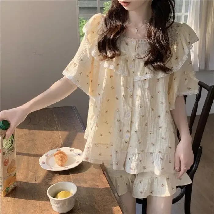 Nouvel ensemble de pyjama d'été pour femme style princesse