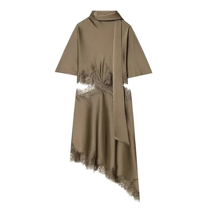 Robe courte pour femmes, mode d'été, robe asymétrique en dentelle satinée, robes sexy à découpes pour femmes, robes de soirée élégantes pour femmes