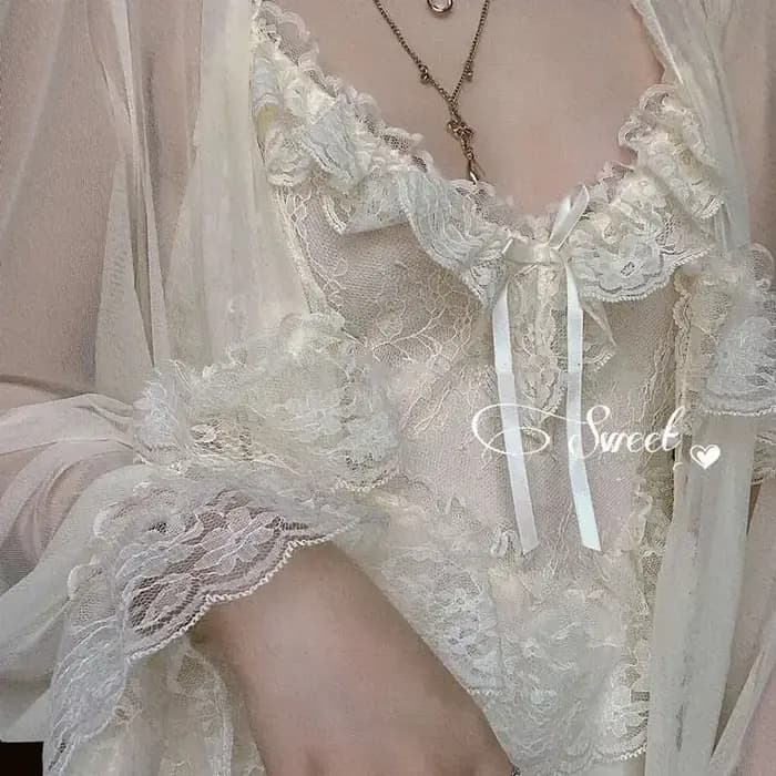 Vintage femme Court Style mince Tulle Robe/chemise de nuit dames princesse chemises