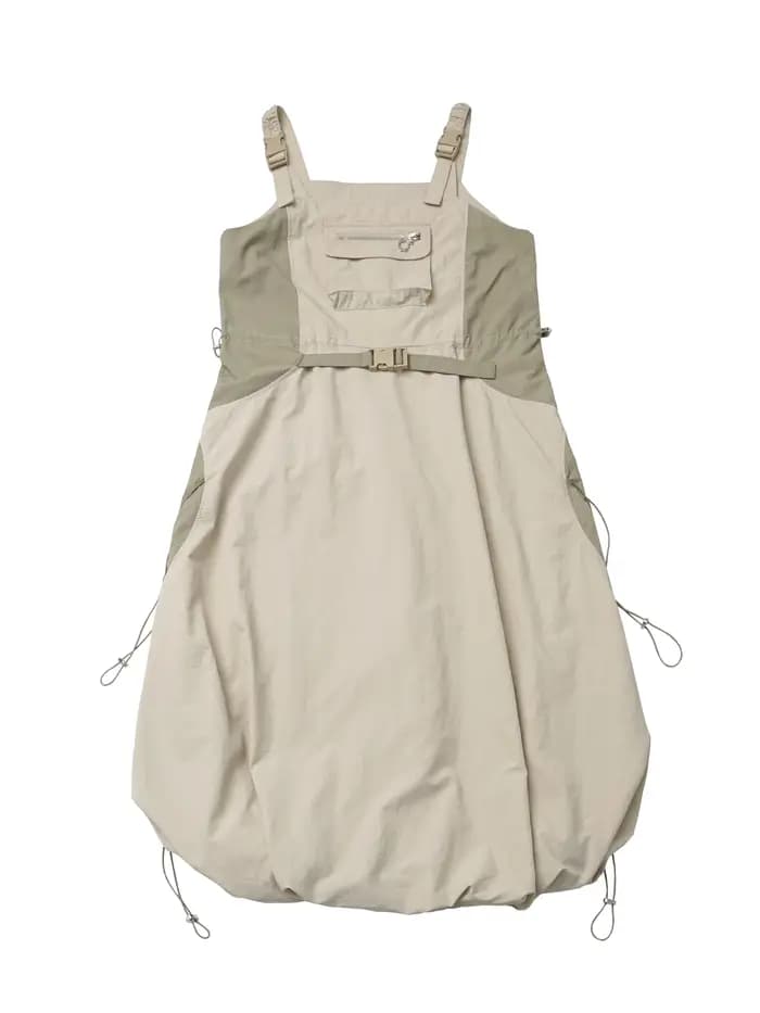 Robe légère et respirante kaki brodée à bretelles étendues pour femmes