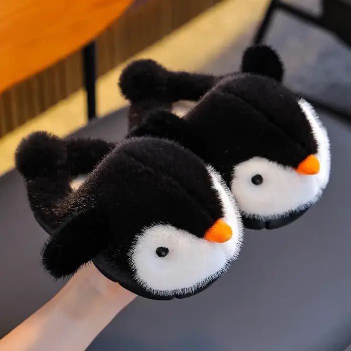 Mignon pingouin garçons filles coton pantoufles 2025 nouvelle mode d'hiver enfants Eva coton chaussu