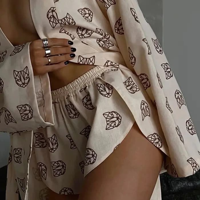 Pyjama taille haute à lacets pour femmes