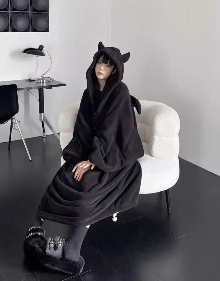 Pyjama chaud rembourré épais, couleur unie, robe ample à capuche, pour couple, automne et hiver, pyjama une pièce pour étudiants