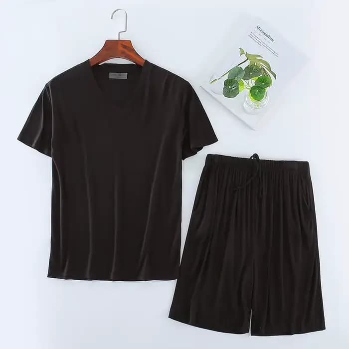 Grande taille pyjamas ensemble homme Modal vêtements de nuit grande taille hommes été pyjama T-shirt