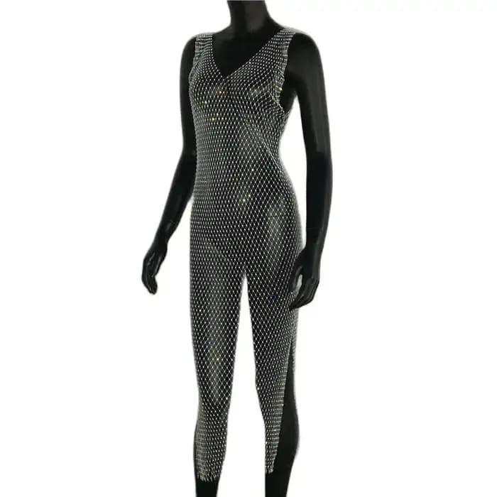 Robe transparente Sexy avec strass brillants