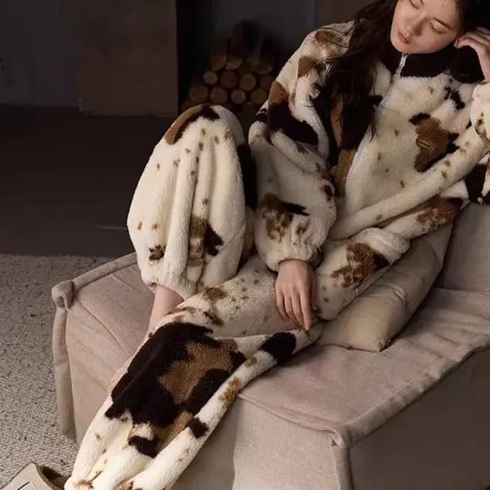 2025 nouveau pyjama polaire pour femmes 2 pièces ensemble corail velours rembourré épaissi automne et hiver Homewear vêtements doux Pijamas Mujer