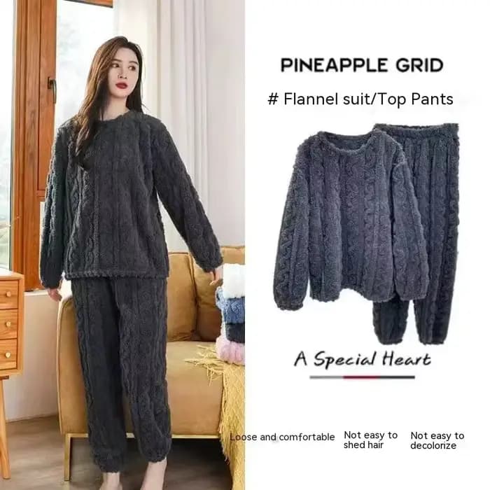 Ensemble pyjama épais et chaud en polaire de corail pour femme