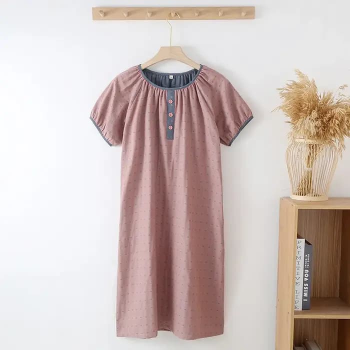 Chemise de nuit en gaze de coton mince pour femmes