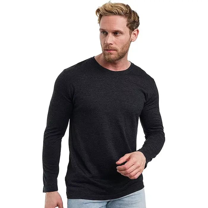 T-shirt thermique à manches longues pour homme 100% laine mérinos