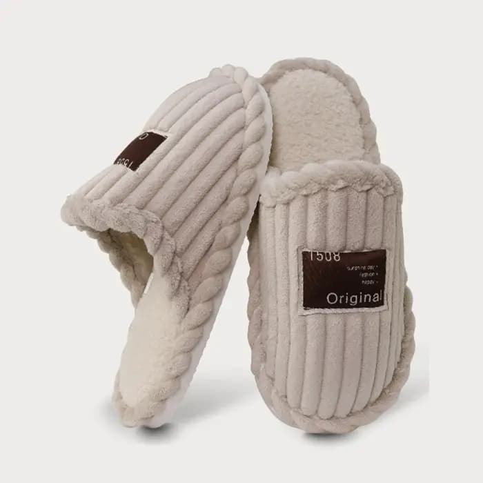 Pantoufles d'intérieur en velours côtelé pour femme, légères, à semelle souple, chaudes, en coton, antidérapantes, grandes tailles, collection automne-hiver