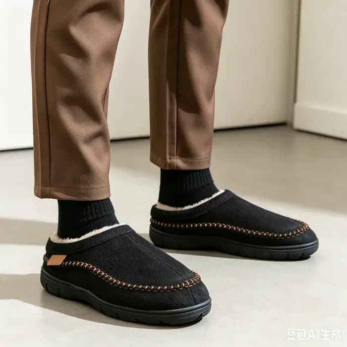 Pmoiste doux Faux daim maison pantoufles hommes confortable chaud coussin concepteur marque ligne salon chaussures sans lacet hiver intérieur