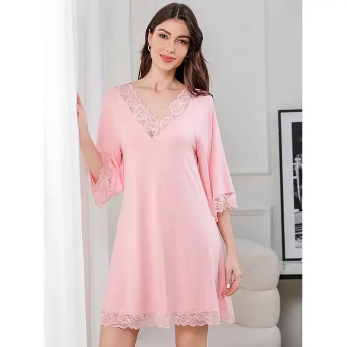 Robe de nuit d'été à manches courtes pour femmes