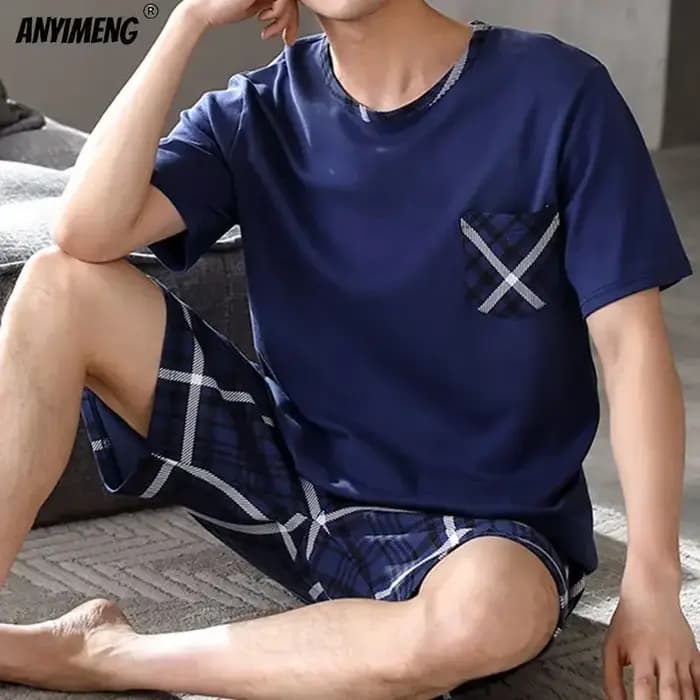 Hommes Pyjamas Ensemble D'été Coton L-5XL Casual Vêtements De Nuit Style Minimaliste Shorts Loisirs Homewear Mode