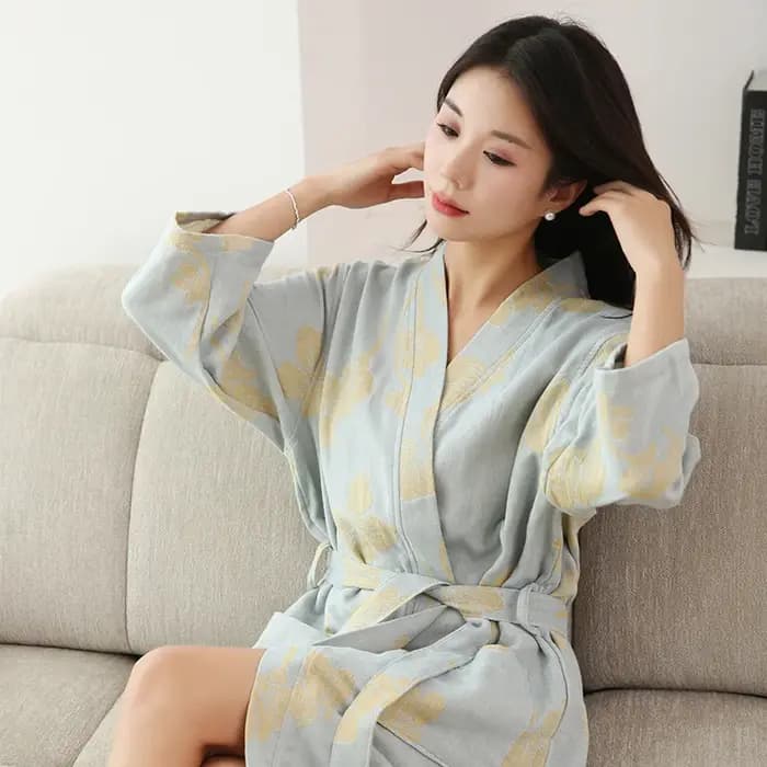 Peignoir en Coton Tissé pour Femme