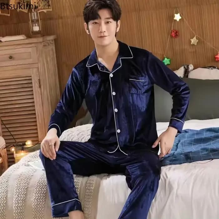 Nouvel ensemble pyjama homme 2026 à manches longues et pantalon
