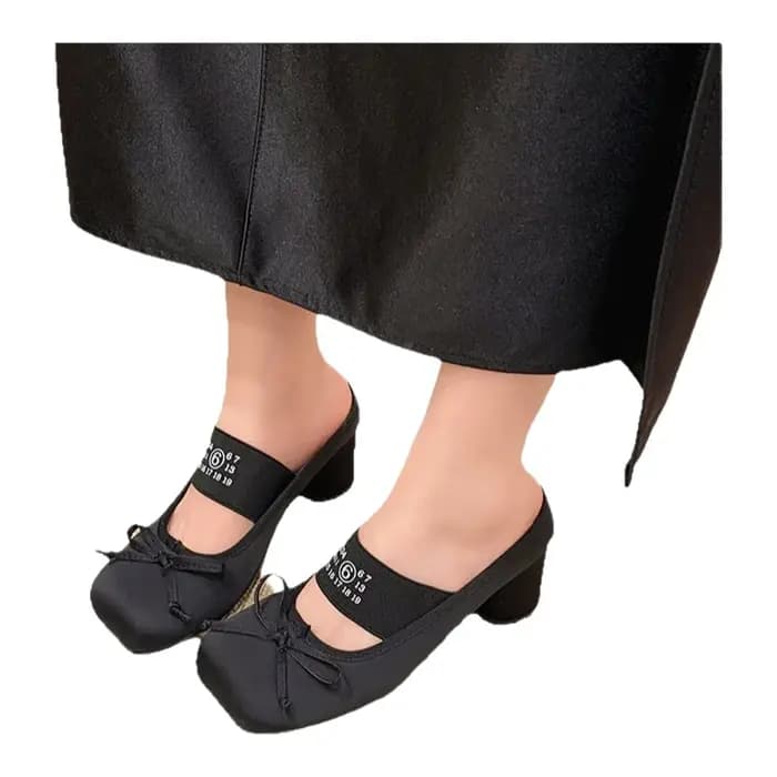 Nouvelles pantoufles d'été à pois avec nœud papillon et talon haut