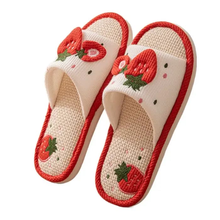Kawaii – pantoufles de maison en lin à semelle souple