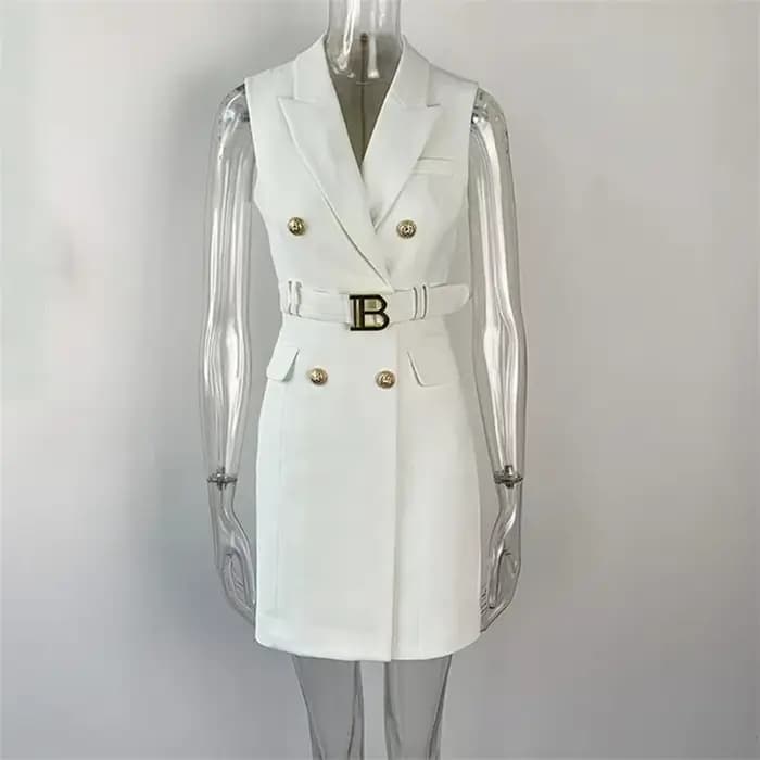 Robe sans manches ajustée avec ceinture pour femme, style élégant pour le printemps, l'été et l'auto