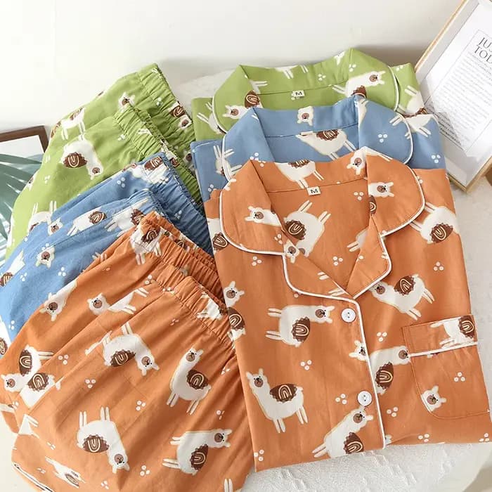 Pyjama d'été trois pièces en coton pour femme